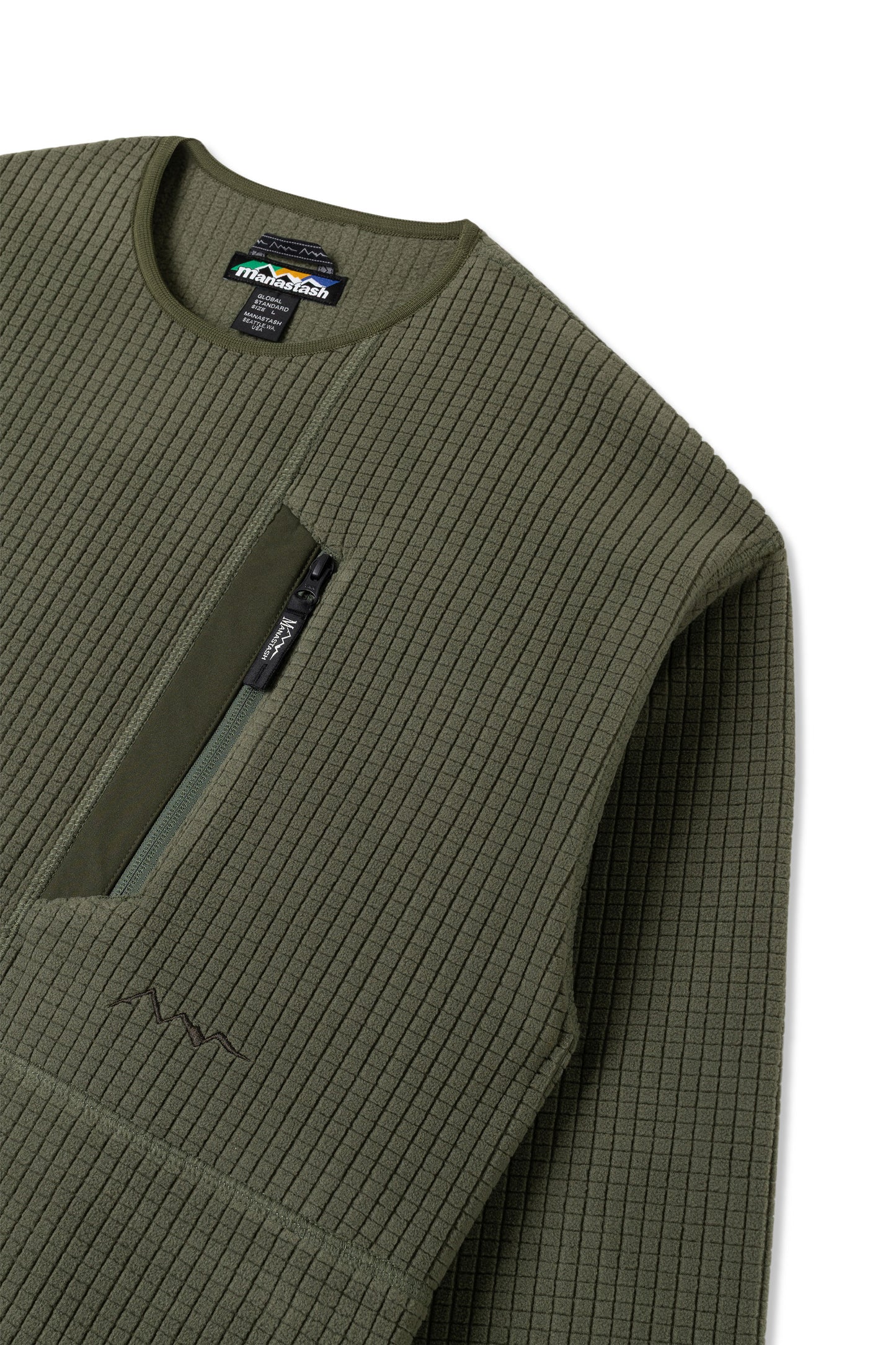Grid Fleece Crew (Olive)