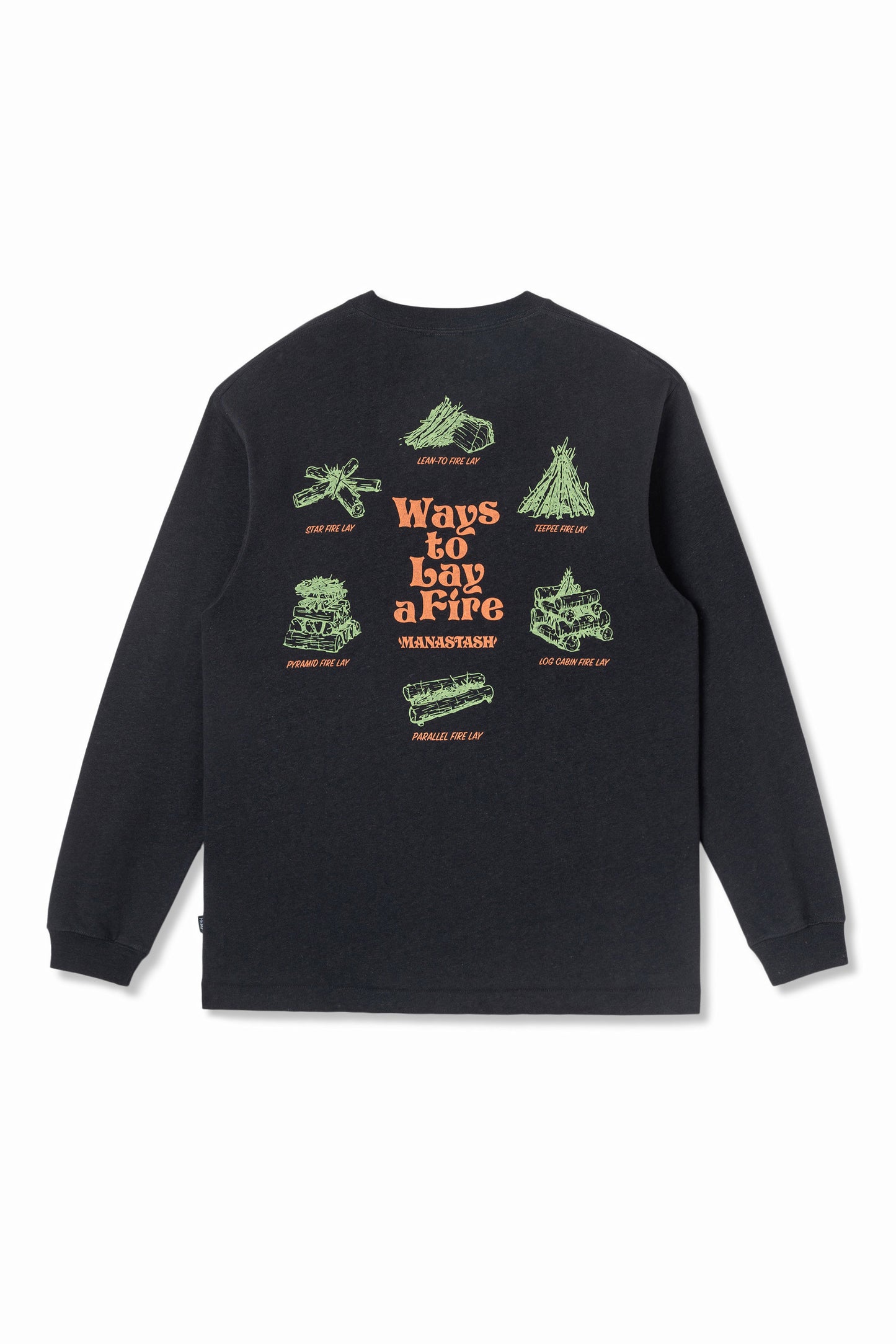 Hemp Long Sleeve Tee Lay A Fire (Black)