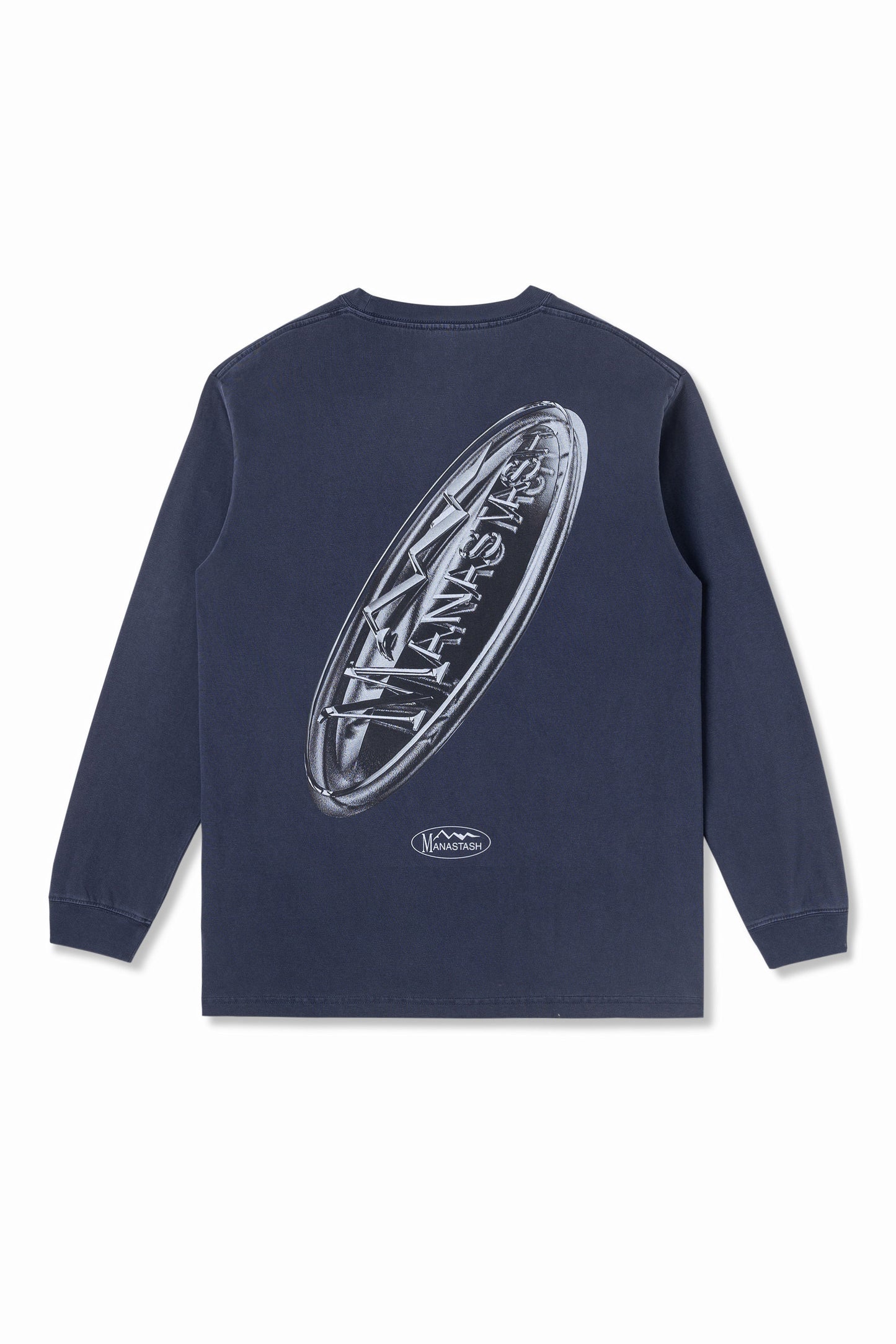 Pumice Long Sleeve Tee Metallic Logo (Navy)