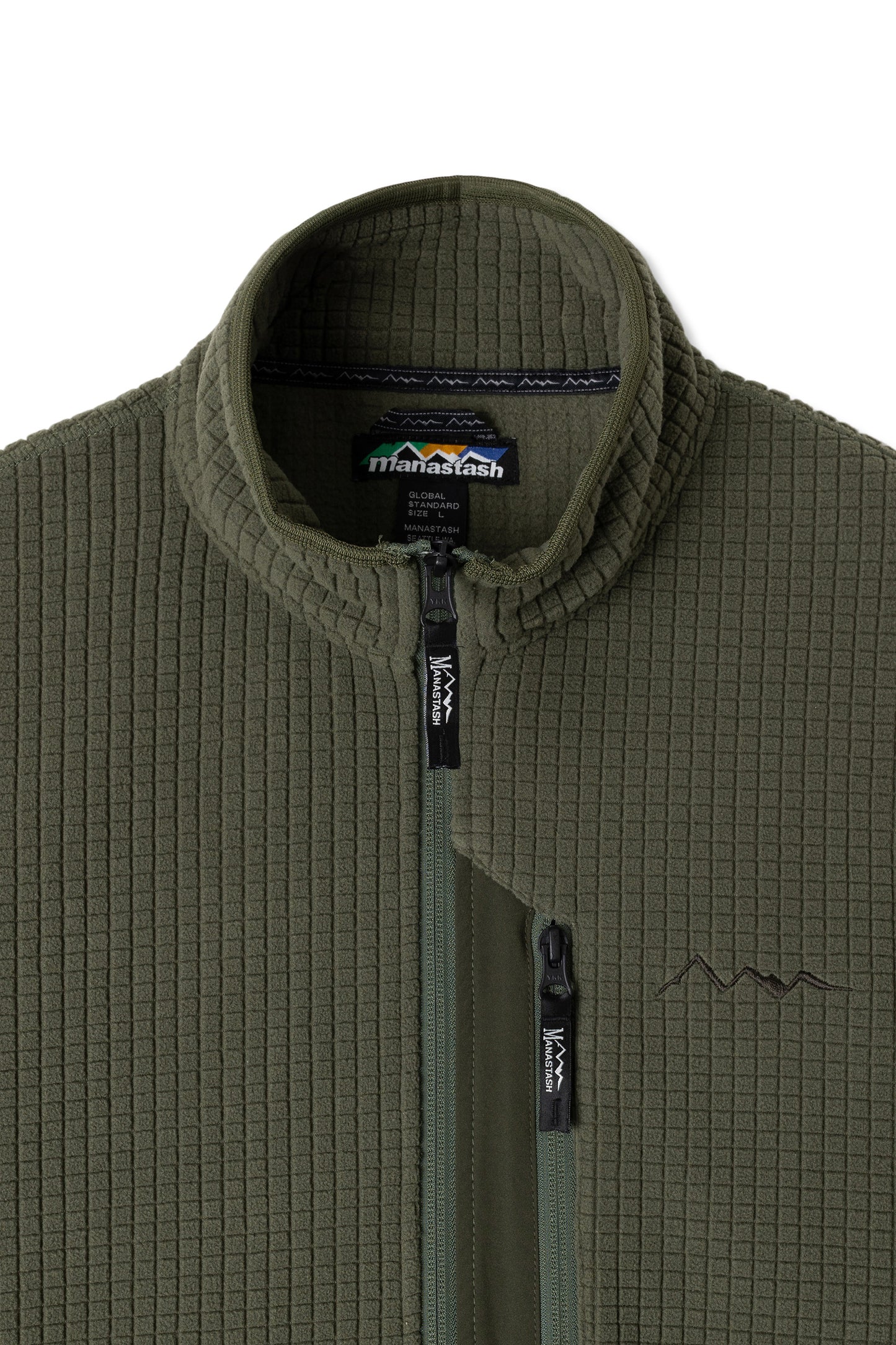 Grid Fleece Zip Jacket (Olive)