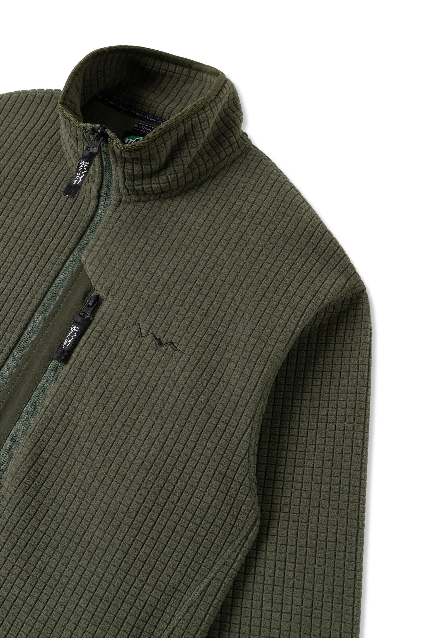 Grid Fleece Zip Jacket (Olive)