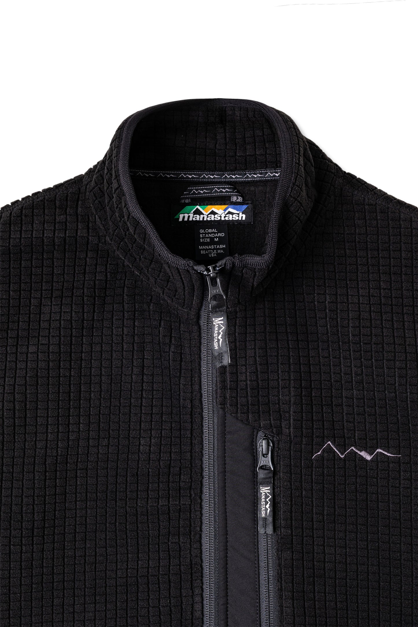 Grid Fleece Zip Jacket (Black)
