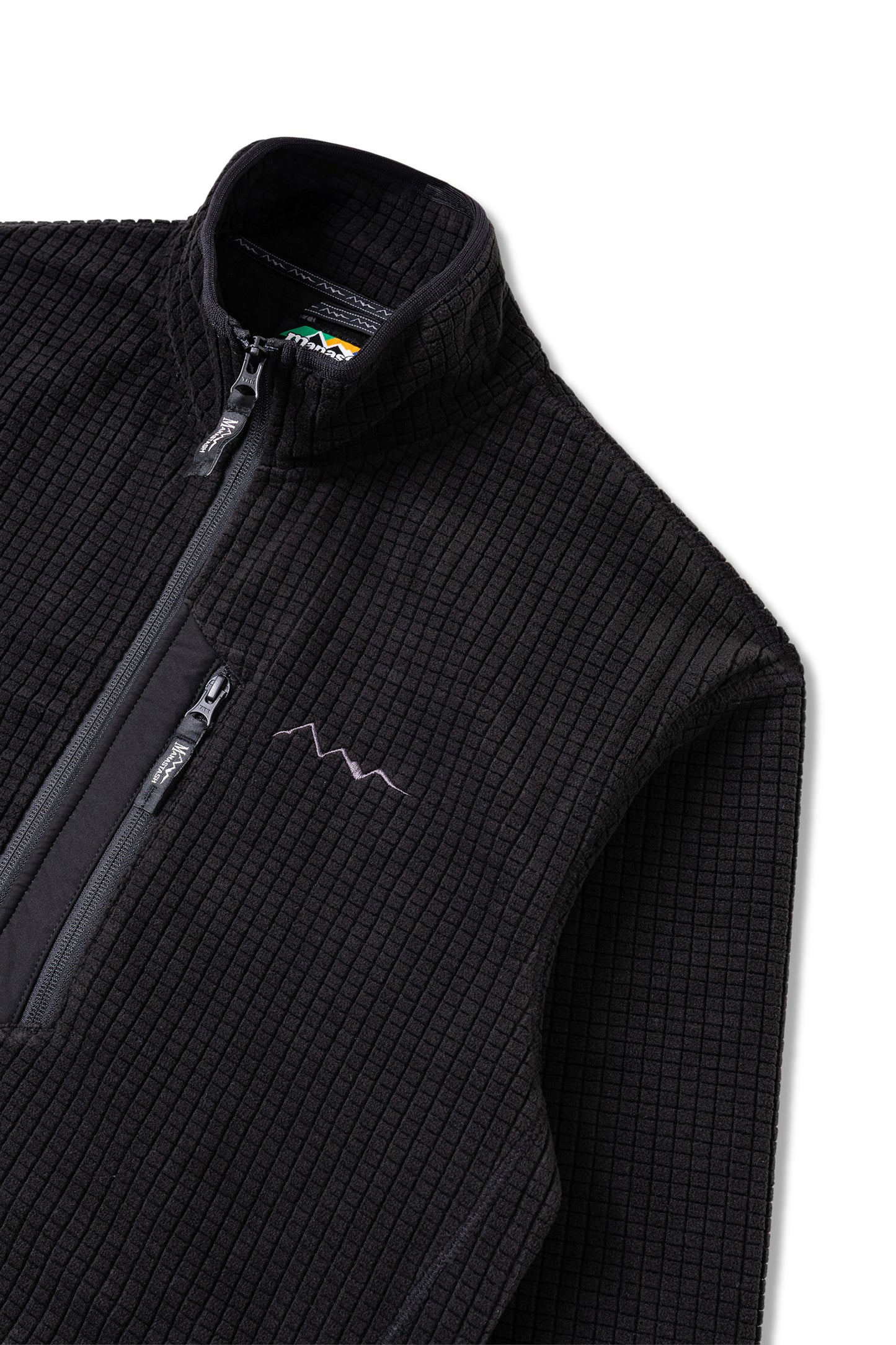 Grid Fleece Zip Jacket (Black)
