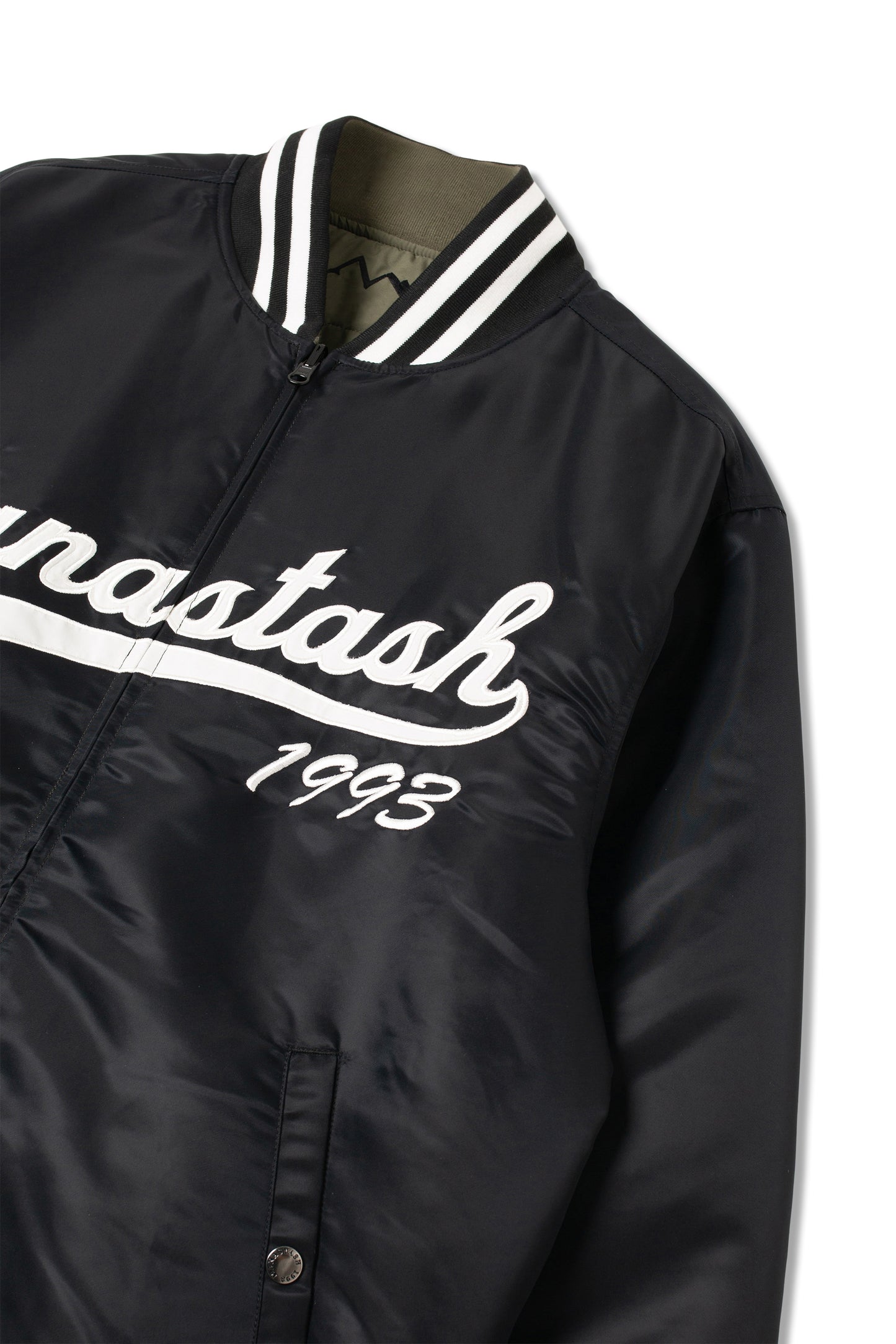 Reversible Nylon Varsity Jacket - Black