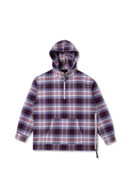 Washed Plaid Baja Hoodie (Blue)
