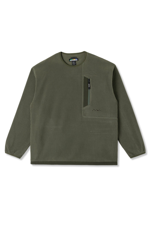 Grid Fleece Crew (Olive)