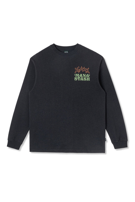 Hemp Long Sleeve Tee Lay A Fire (Black)