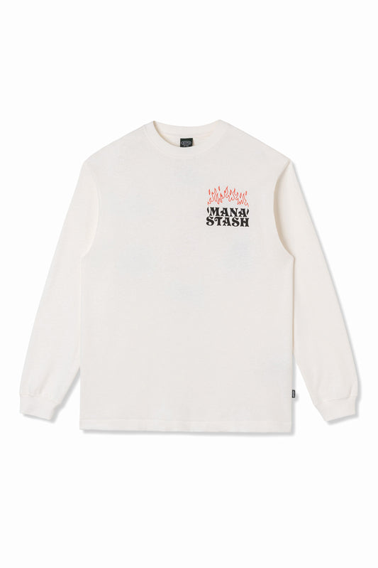 Hemp Long Sleeve Tee Lay A Fire (White)