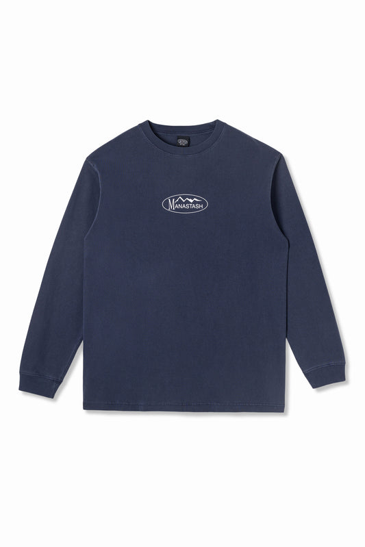 Pumice Long Sleeve Tee Metallic Logo (Navy)