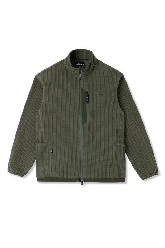 Grid Fleece Zip Jacket (Olive)